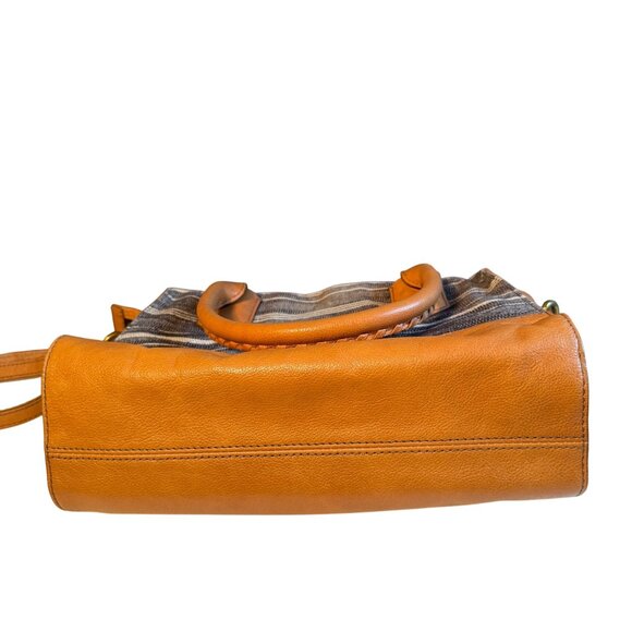 Fossil Striped Canvas & Leather Crossbody/Handbag With Adjustable Strap - Picture 14 of 16